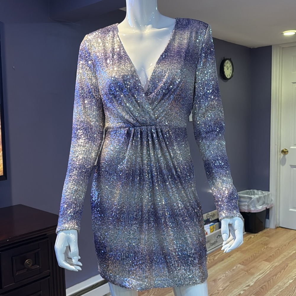 🛍️🛍️Purple and silver sequenced dress size 6 - Picture 4 of 10